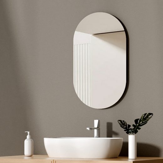Immagine prodotto Emke Specchio da bagno ovale 40*70cm, specchio da parete HD per bagno/corridoio, verticale/orizzontale