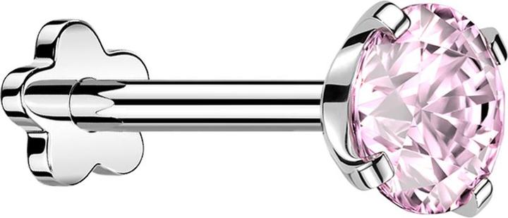 Actual product image Star Piercing Micro Threadless Labret Flower silver set with crystal pink (without brass, Titanium)