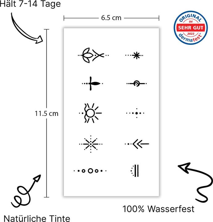 Immagine prodotto minink Temporäres Tattoo: Mini-Tattoo-Bogen „Mystic Elements“
