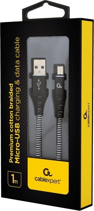 Immagine prodotto Gembird CC-USB2B-AMMBM-1M-BW Cavo USB USB 2.0 Micro USB B USB A Nero (1 m, USB 2.0)