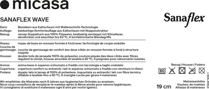 Valeurs nutritives et ingrédients Sanaflex Wave (160 x 200 cm, Noyau de mousse)