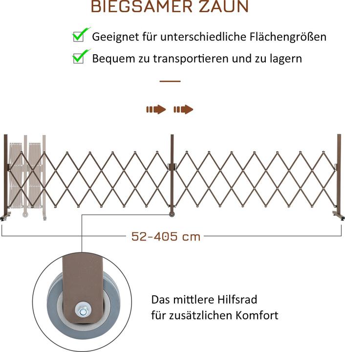 Image du produit Outsunny Zaun Aluminium, Eisen Dunkelbraun