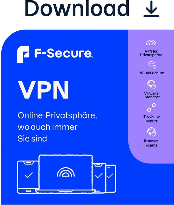 Immagine prodotto F-Secure VPN 1 anno/3 dispositivi Download (3 Utente, 3 Dispositivi/Utenti, 12 mesi)