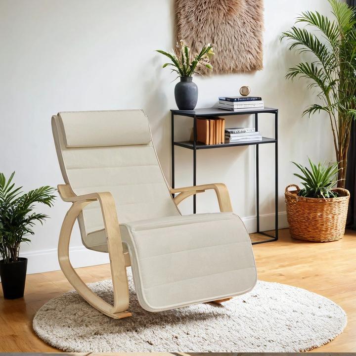 Actual product image Songmics Schaukelstuhl Verstellbar Belastbar Wohnzimmer Beige