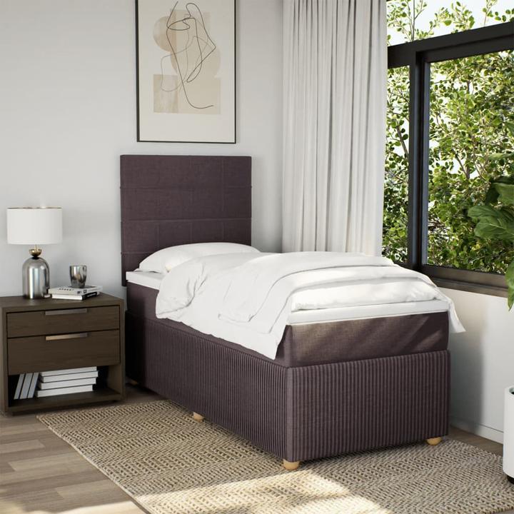 Produktbild VidaXL Boxspringbett Polsterbett Bett mit Matratze Dunkelbraun 80x200cm Stoff (80 x 200 cm)