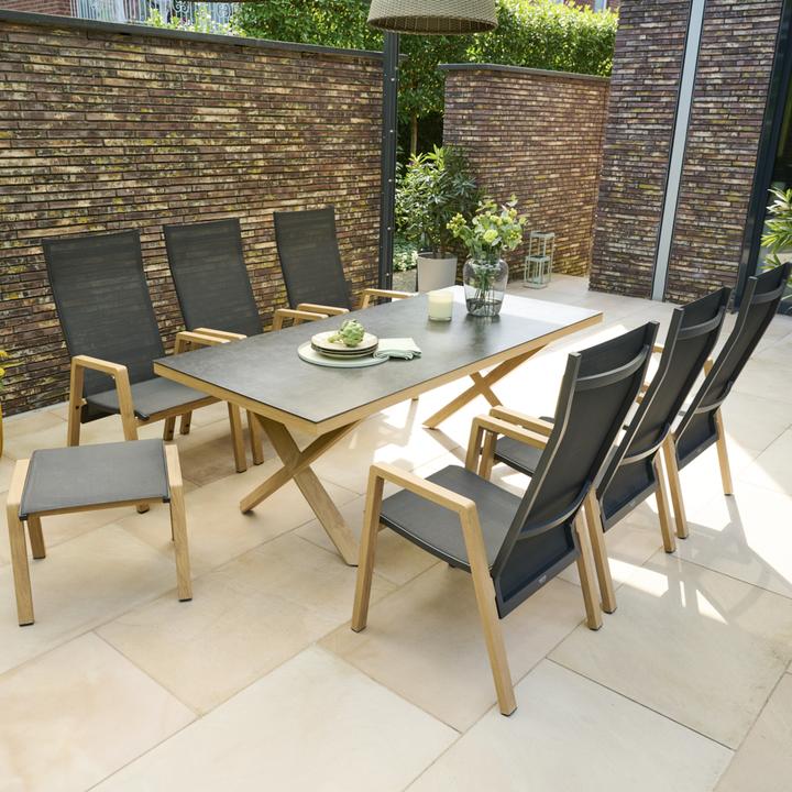 Produktbild Siena Garden Dining Hocker Catania Alu, teaklook, Textilbezug