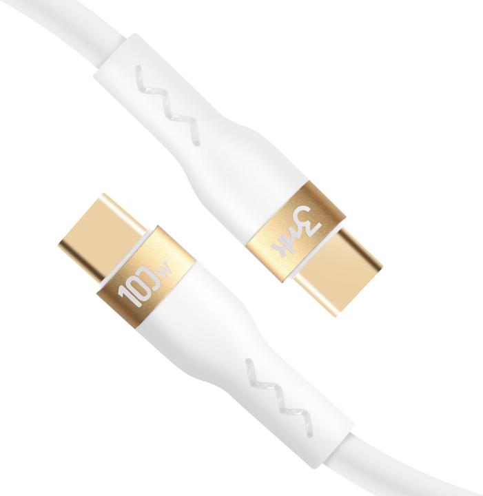 Actual product image 3MK HyperSilicone Cable USB-C/USB-C cable 2m 100W Biały/White (2 m, USB 3.0, 100 W)