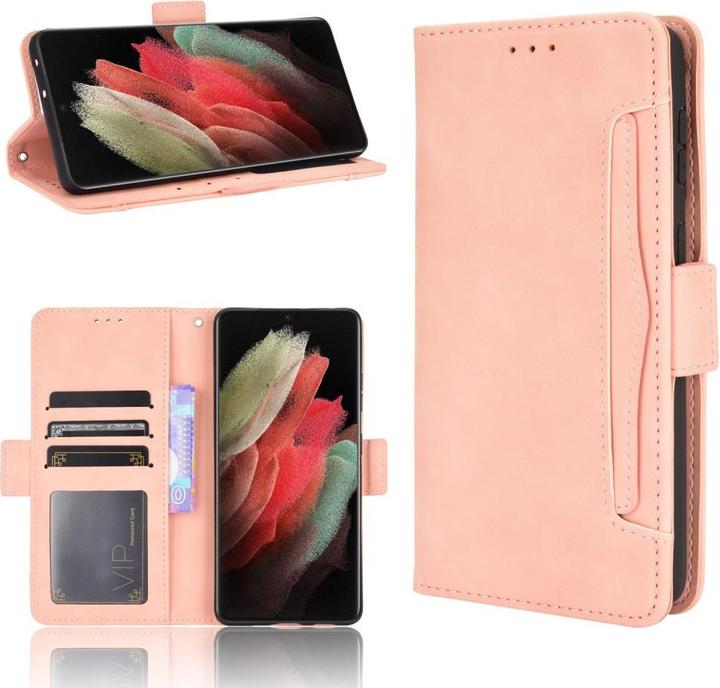 Actual product image Cover-Discount Galaxy S21 Ultra - Case with many card slots pink (Samsung Galaxy S21 Ultra)