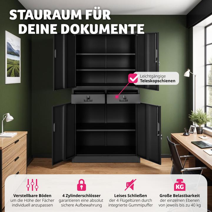 Image du produit tectake Armoire de classement (80 x 40 x 180 cm)