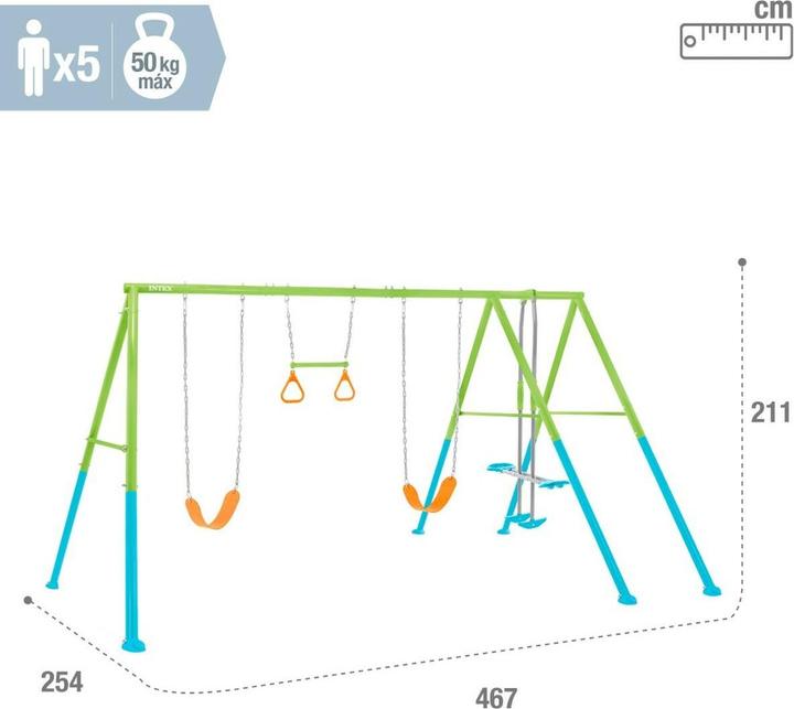 Actual product image Intex Four Feature Swing Set (Color) Measurement: 467cmX254cmX211cm, Item Number 44130