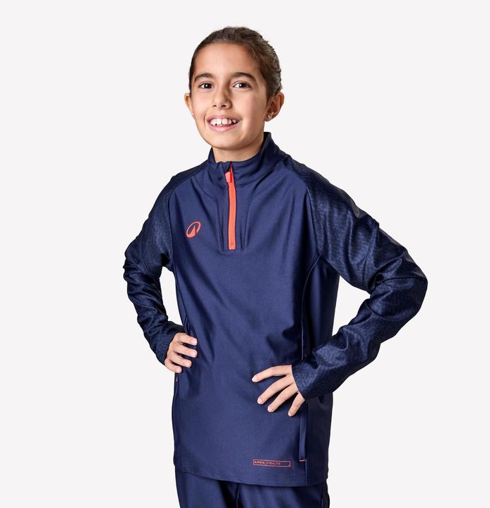 Image du produit Kipsta Sweat de football enfant 1/2 zip Viralto JR Roarr Marine et Rouge (122)