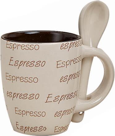 Actual product image Beanarella Espresso cup with spoon, ceramic, 7 cm, beige (50 ml)