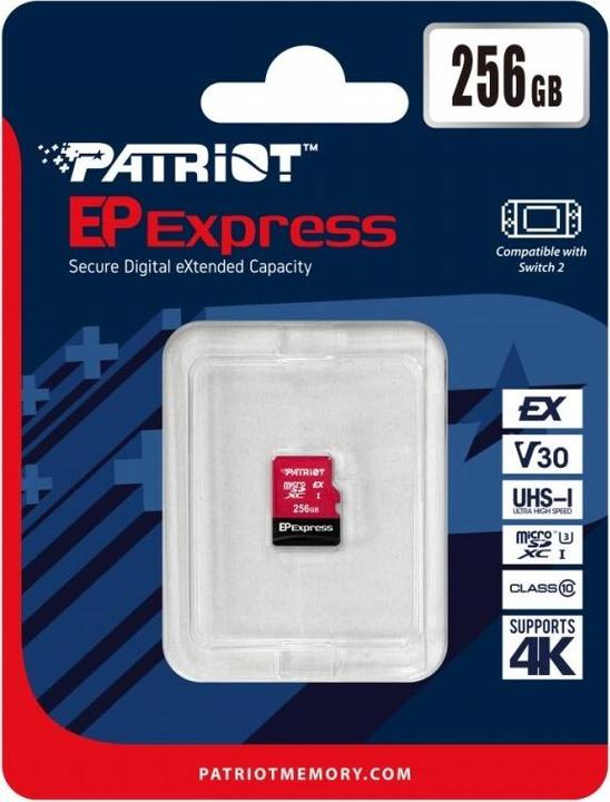 Actual product image Patriot microSDXC 256 GB Express 800/600 MB/s Nintendo Switch 2 card (256 GB, microSDXC, UHS-I)