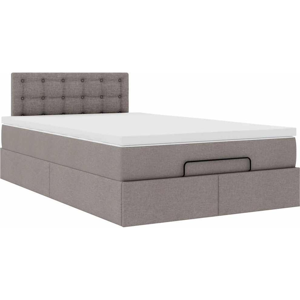 VidaXL, Bett, Ottoman-Bett mit Matratze Taupe 120x200 cm Stoff (120 x 200 cm)