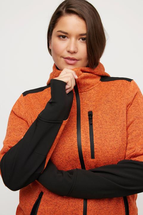 Produktbild Ulla Popken Fleecejacke, Reflektordruck, Kapuze, Daumenloch (50, 52)