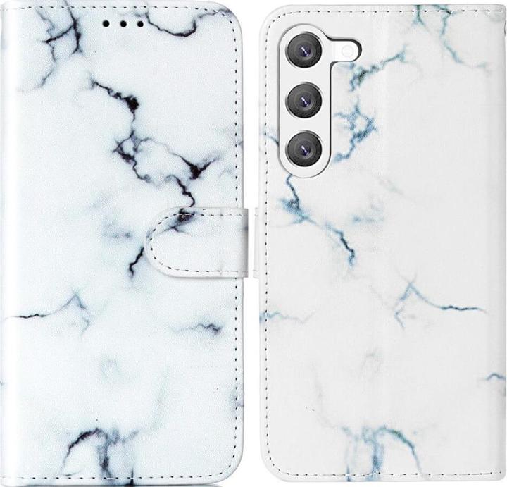 Produktbild Cover-Discount Leder Etui Hülle Marble weiss (Samsung Galaxy S24+)