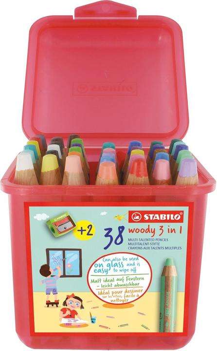 Image du produit STABILO Woody 3 in 1 - Multitalent Kleurpotlood - Box Met 38 Stuks Incl. 2 Puntenslijpers (Multicolore, 38 x)