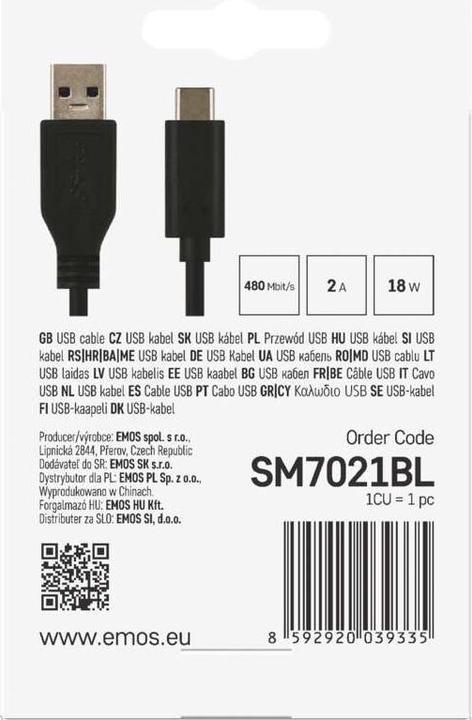 Produktbild Emos USB A — USB C (1 m, USB 3.1, 18 W)