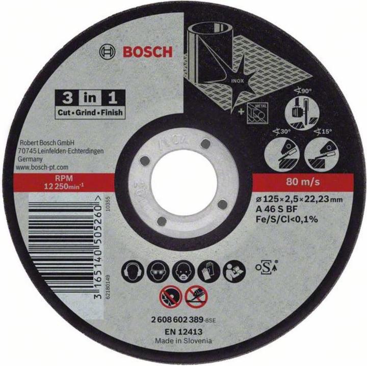 Bosch Professional Zubehör PRO Stainless Steel and Metal 3-in-1 Disc, 125 x 2,5 x 22,23 mm