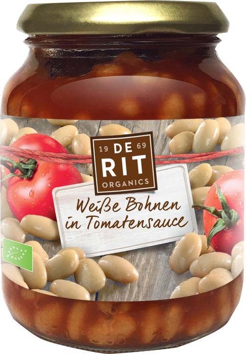 Produktbild De Rit Weisse Bohnen in Tomatensauce im Glas Bio (360 g)