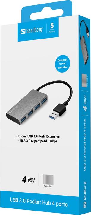 Produktbild Sandberg USB 3.0 Pocket Hub (USB-A, 4 Ports)