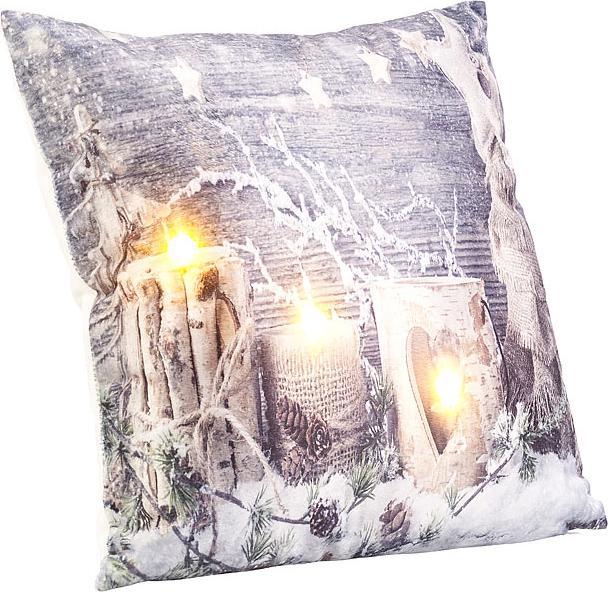 Immagine prodotto Infactory Set di 3 cuscini decorativi natalizi con LED, a batteria, 45 x 45 cm (45 x 45 x 15 cm)