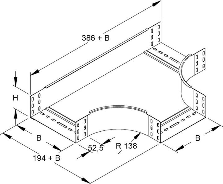 Actual product image Niedax NIE RTS85.400 T-piece 85x402mm with ungel.side rails bandverz. (8.50 cm)