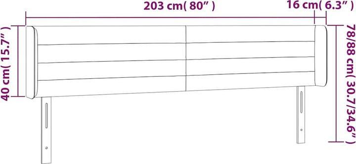 Image du produit vidaXL LED Kopfteil (203 x 16 x 88 cm)