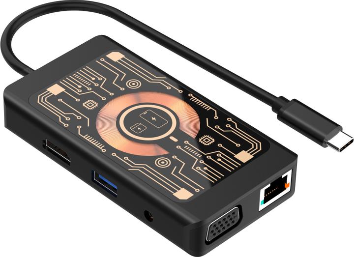 Qualo Transparent inductive charger with HUB function grey QTPB5-HUB-18