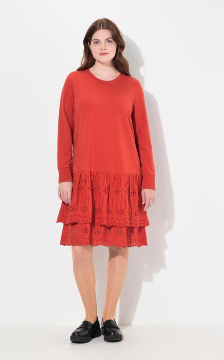 Actual product image Ulla Popken Eco Cotton Tiered Lace Flounce Dress (50, 52)