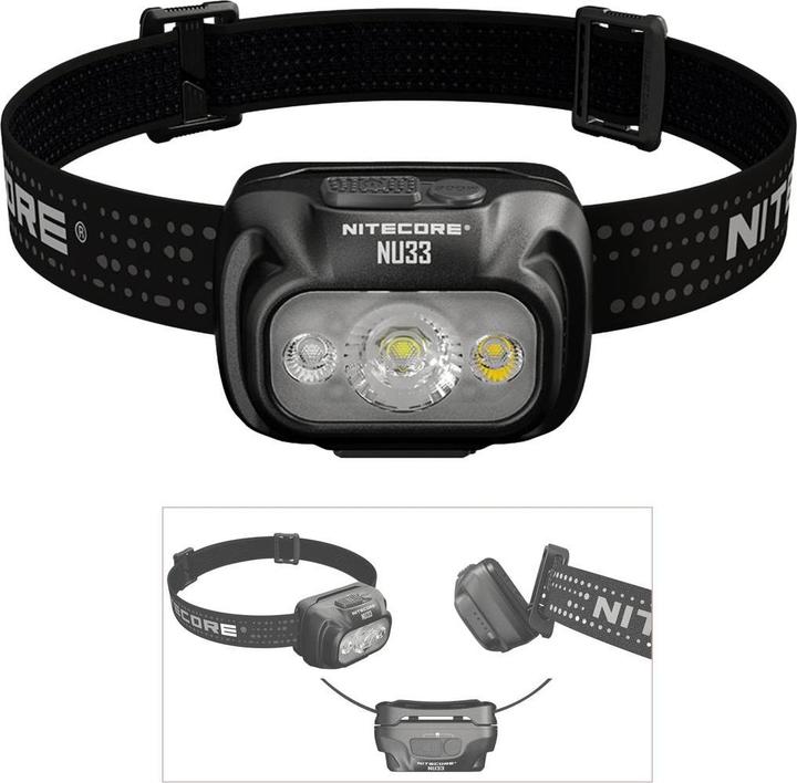Image du produit Nitecore NU33 Lampe frontale rechargeable USB C à triple sortie (700 lm)