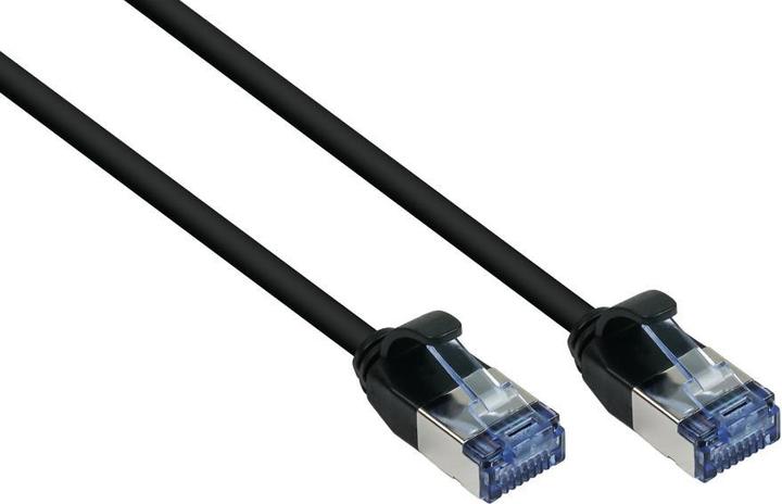 Produktbild Good Connections RNS Patchkabel SlimLine, Cat.6A, U/FTP, PiMF, halogenfrei (LSZH), 500MHz, CU, schwarz, 0,5m, Good C (U/FTP, CAT6a, 0.50 m)