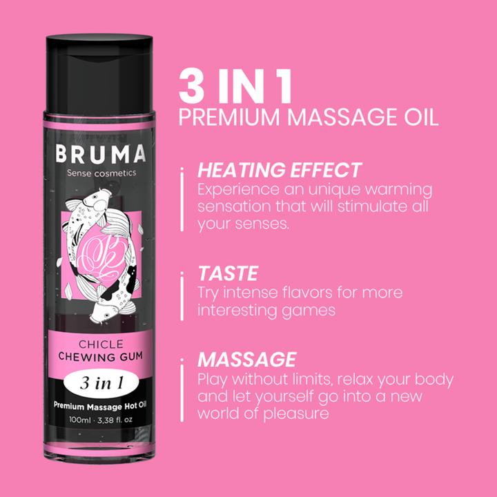 Actual product image Bruma Premium Massage Oil With Warming Effect, Gum Flavour 3 In 1 (100 ml)