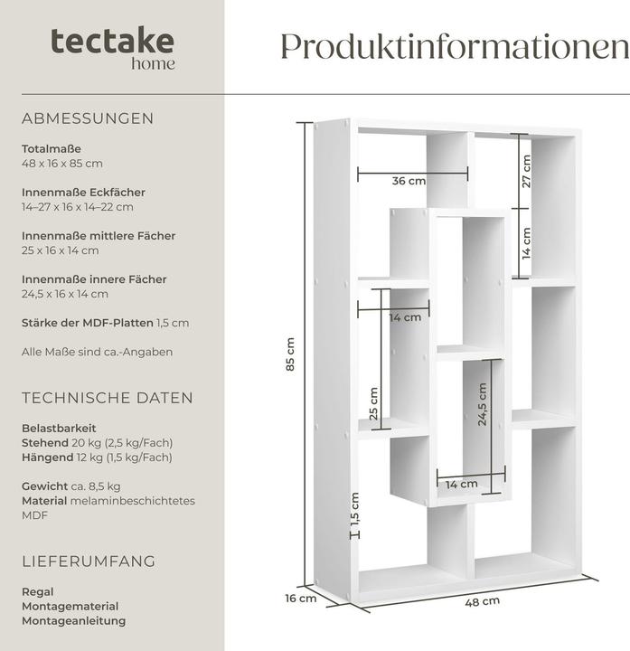 Immagine prodotto tectake Cassandra (85 x 16 x 48 cm)
