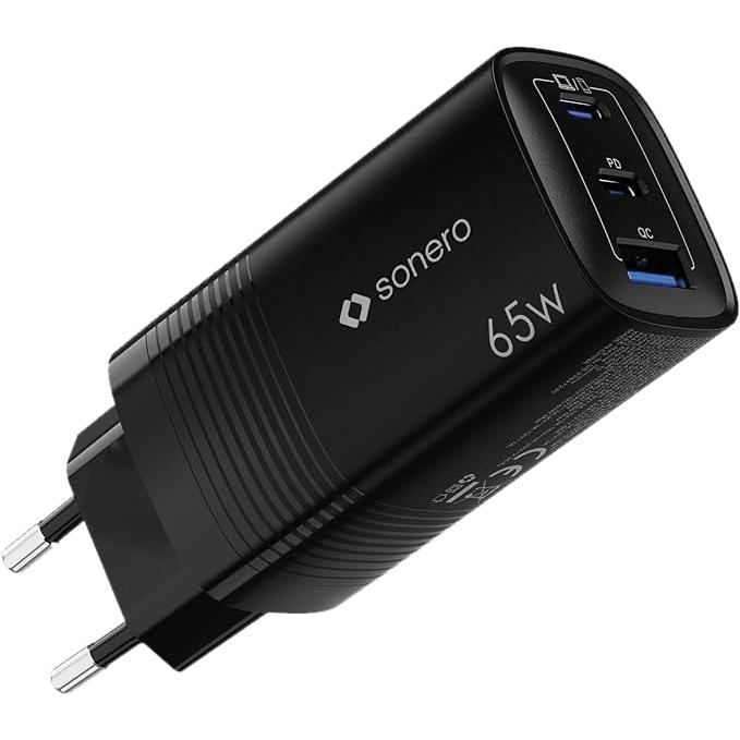 Purelink Sonero SON X-PS130 USB-Ladegeraet 65 W GaN PD 2x USB-C 1x USB-A (65 W), USB Ladegerät, Schwarz