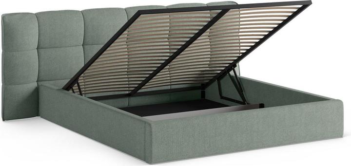 Actual product image Micadoni Boucle Storage Bed with Headboard, "Eric", Mint, 225x270x104 Made in Europe (180 x 200 cm)