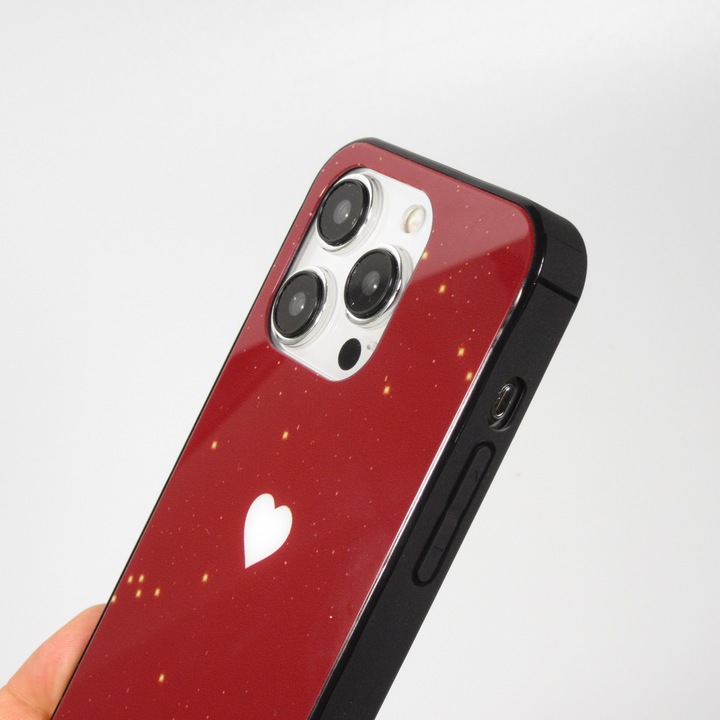 Produktbild PhoneLook Hülle Silikon Glossy integriertes LED Licht mit USB-C Anschluss Shiny Heart (Apple iPhone 15 Pro Max)