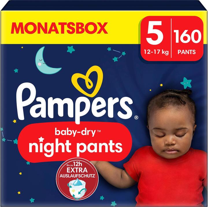 Pampers Baby-Dry Night Pants (Taille 5, Pack mensuel, 160 pcs)