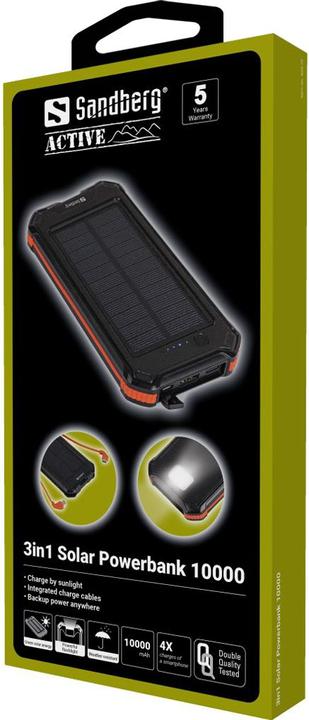 Actual product image Sandberg 3in1 Solar Powerbank 10000 (10000 mAh, 10.50 W, 37 Wh)