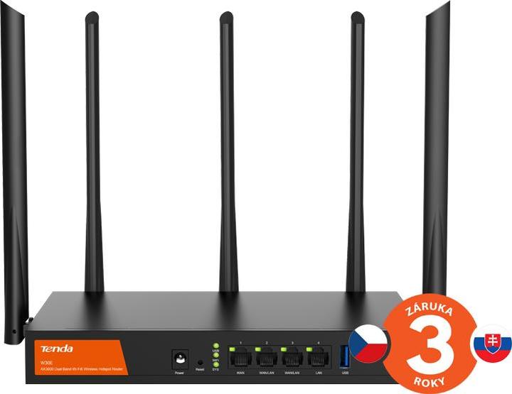 Immagine prodotto Tenda W30E AX3000 Router WLAN Gigabit Ethernet Dual-Band (2 4 GHz/5 GHz) Nero