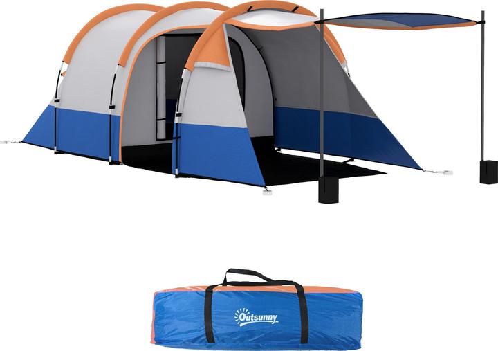 Image du produit Outsunny Campingzelt Polyester, Fiberglas Orange (Tente tunnel, 3 personnes)