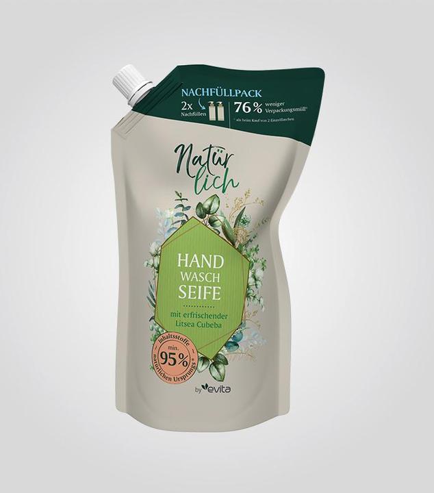 Produktbild Natürlich by evita Handwaschseife Litsea Cubeba 600 ml (Handseife Nachfüllpackung, 600 ml)