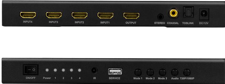 Actual product image LogiLink HDMI Switch 4x1-Port, Multiviewer, 1080p/60 Hz, Scaler, Seamless, RC