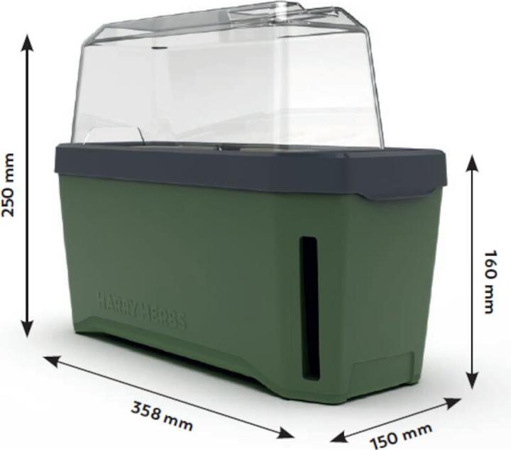Actual product image Gusta Garden HARRY HERBS Herb Pot with Hood, Dark Green (35.80 x 15 x 25 cm)