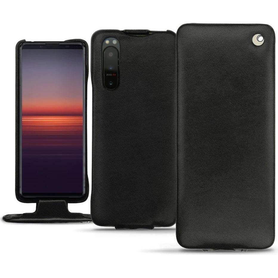 Noreve Lederschutzhülle vertikal (Sony Xperia 5 II), Smartphone Hülle, Schwarz