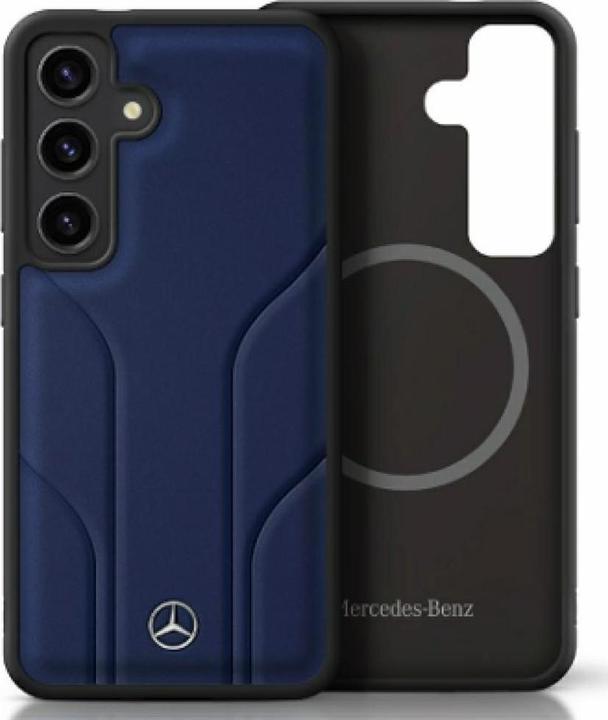 Produktbild Mercedes Leather Debossed Lines MagSafe Case for Samsung Galaxy S25 - Blue (Samsung Galaxy S25)