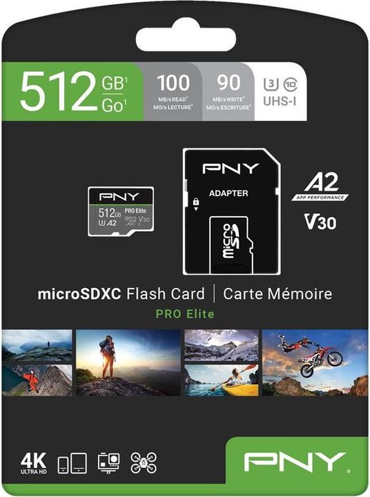 Immagine prodotto PNY Pro Elite (512 GB, microSDXC, U3, UHS-I)