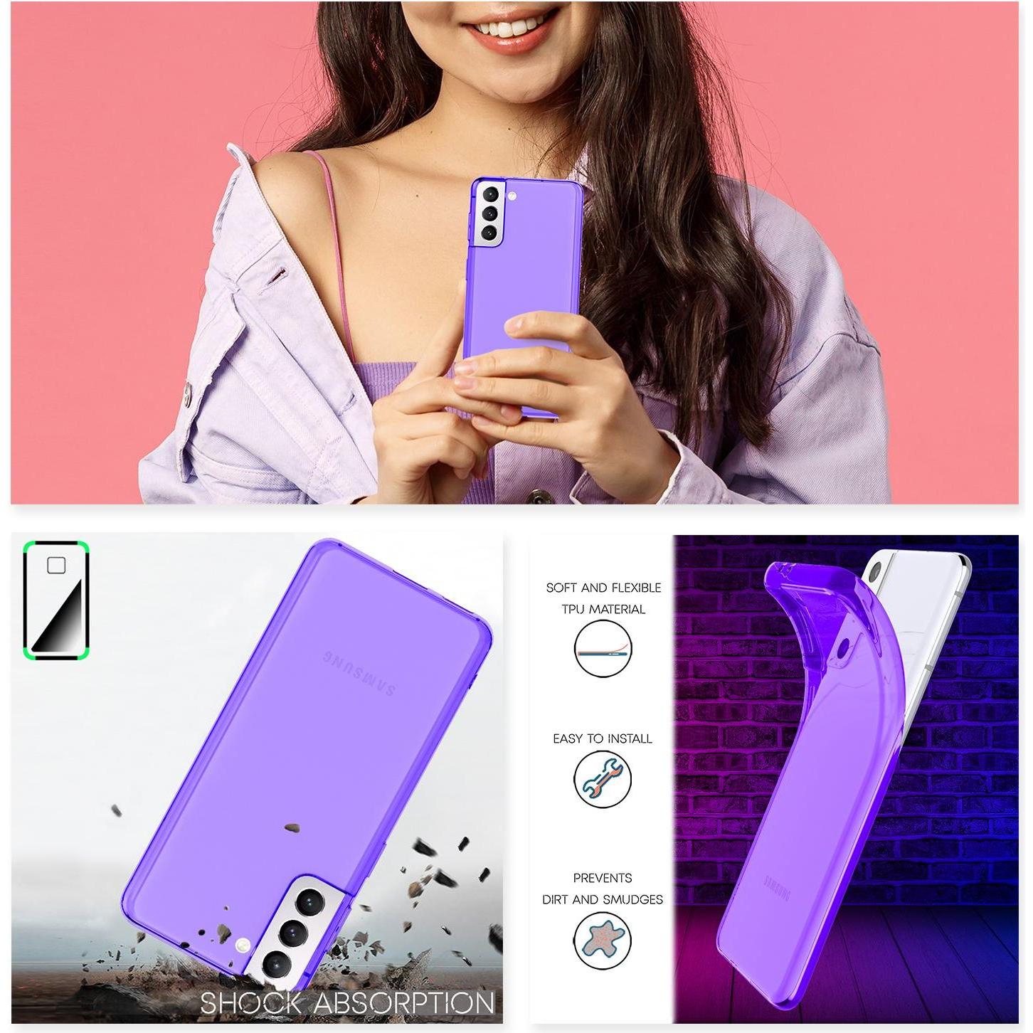 Thumbnail - Nalia Klar Transparente Neon Silikon Hülle (Samsung Galaxy S22+), Smartphone Hülle, Violett
