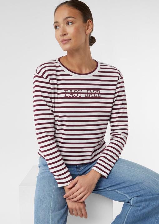 Produktbild Comma Sweatshirt Verkürztes Streifenshirt mit Frontprint (36)