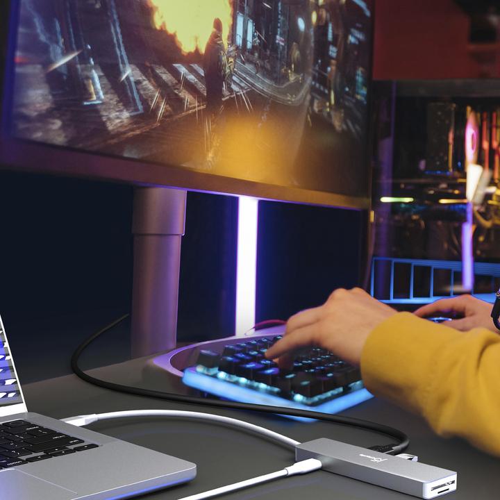 Produktbild j5Create JCD390-N, Kabelgebunden, USB 3.2 Gen 2 (3.1 Gen 2) Type-C, 100 W, Silber, Weiss, MicroSD (Tr (USB-C)